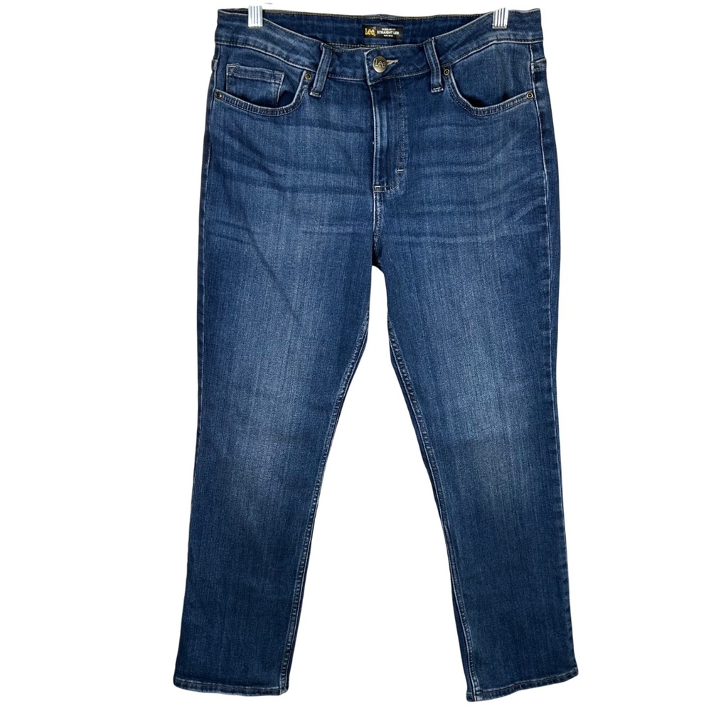 Lee Regular Fit Straight Leg Mid Rise Denim Jeans Women's Size 12 Short